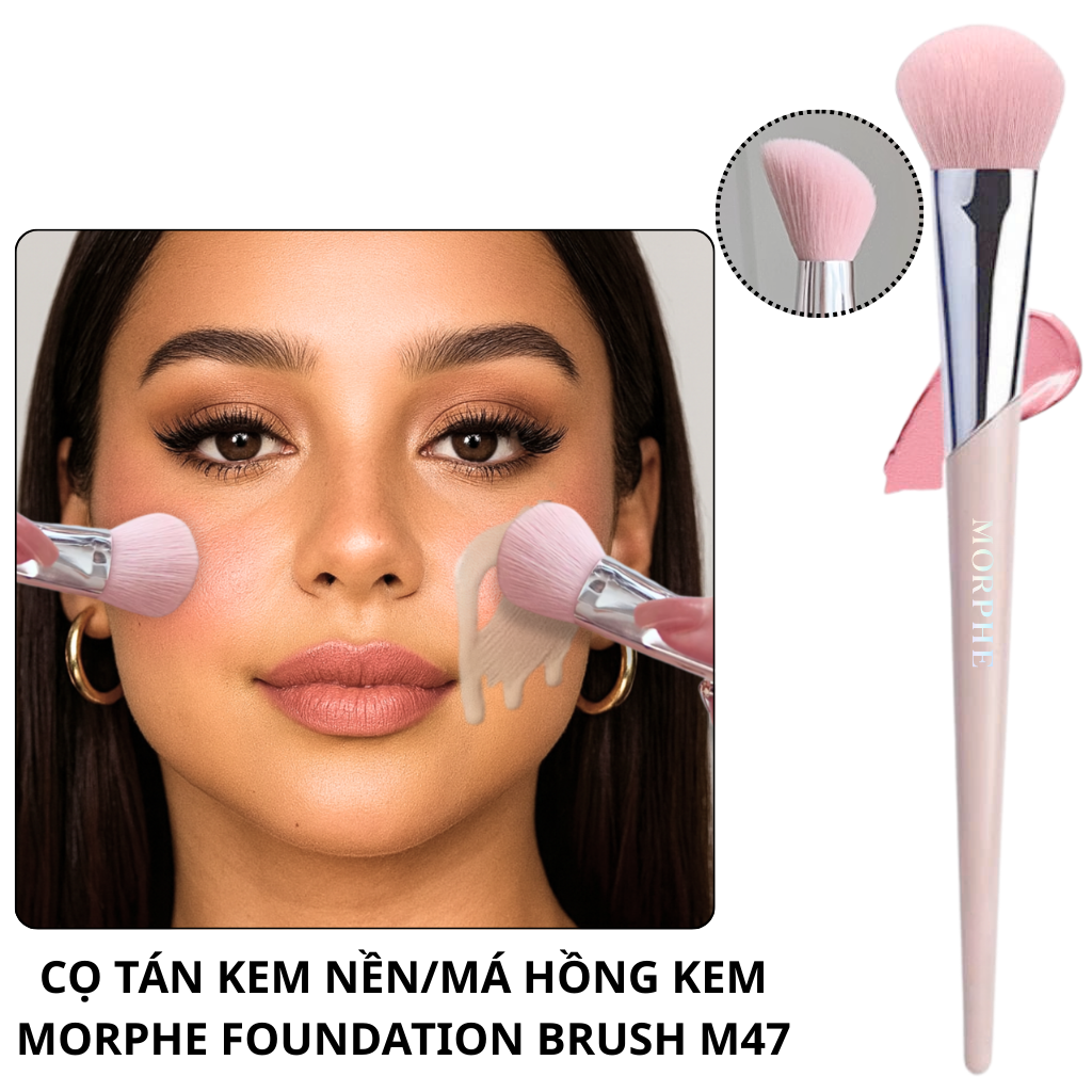 Cọ Trang Điểm Đánh Nền Và Đánh Má Hồng Lông Mềm Form Cọ Vát MORPHE Foundation Brush M47